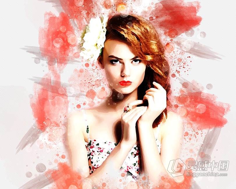抽象混合水彩Photoshop动作 Abstract Mixed Watercolor Photoshop Action  灵感中国网 www.lingganchina.com