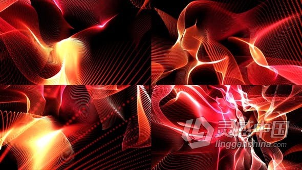 4组抽象波浪网格粒子背景循环动画视频素材VJ包 LED大屏幕动态背景素材 Particle Animation  灵感中国社区 www.lingganchina.com