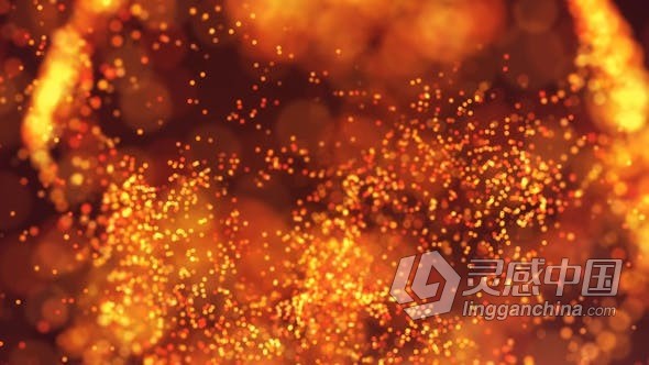 抽象金黄色粒子球形湍流运动闪耀优雅动画背景背景视频素材 LED大屏幕动态背景素材 Abstract Yellow Particles  灵感中国网 www.lingganchina.com
