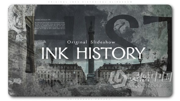 纪录片幻灯片制作AE模板下载水墨文字遮罩展示图片介绍历史回忆视频动画 AE模板 AE工程文件 Original Inks Historical Slidesho  灵感中国网 www.lingganchina.com