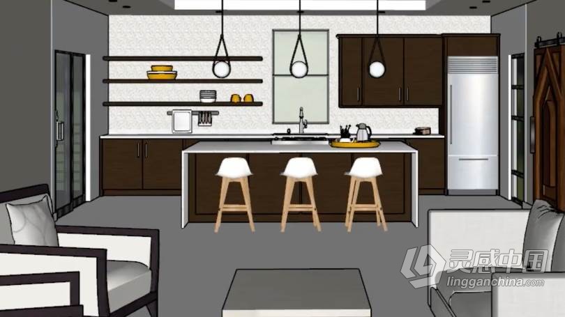 SketchUp Pro室内设计专业设计训练视频教程 SketchUp Pro: Interior Design Detailing  灵感中国网 www.lingganchina.com