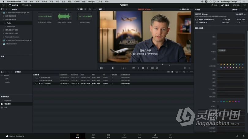 达芬奇教程 达芬奇DaVinci Resolve 16剪辑入门中文视频教程  灵感中国网 www.lingganchina.com