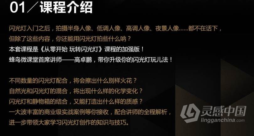 摄影教程 闪光灯商业案例实战详解特训班中文视频教程  灵感中国网 www.lingganchina.com