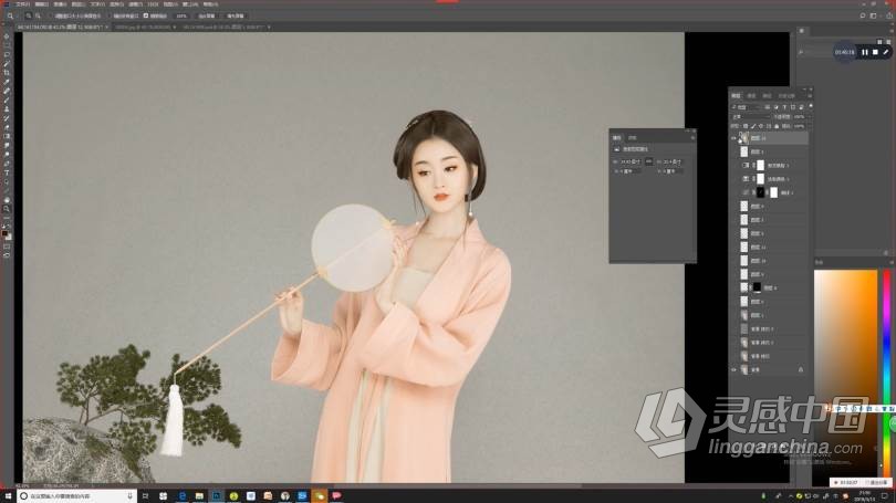 PS教程 麦子摄影后期商业人像PS古风工笔画修图调色中文教程  灵感中国社区 www.lingganchina.com