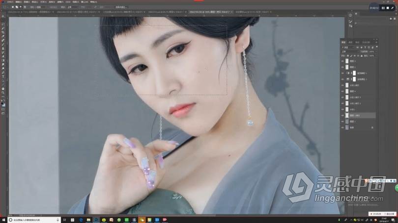 PS教程 麦子摄影后期商业人像PS古风工笔画修图调色中文教程  灵感中国网 www.lingganchina.com