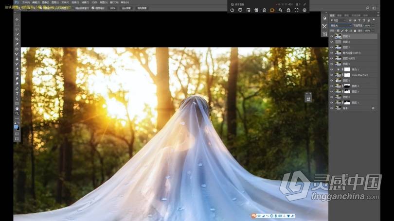 PS教程 旅拍合成HDR飘纱工笔画PS摄影后期修图调色中文教程  灵感中国网 www.lingganchina.com