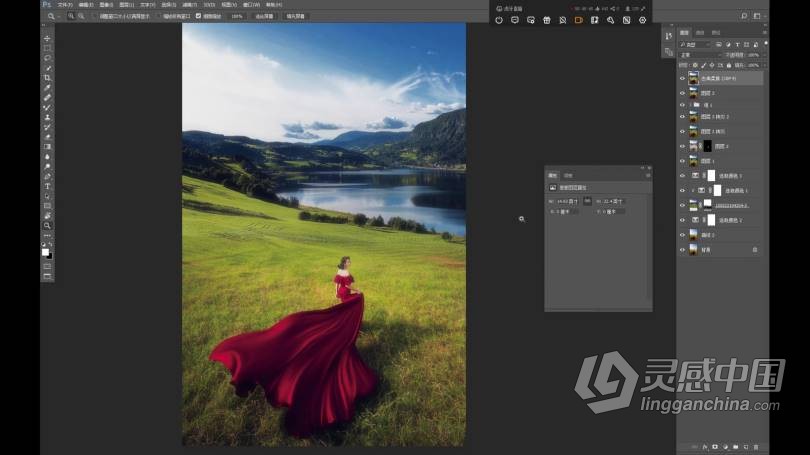 PS教程 旅拍合成HDR飘纱工笔画PS摄影后期修图调色中文教程  灵感中国社区 www.lingganchina.com