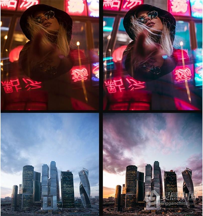 黑金LUT预设 工业风城市黑金夜景旅街拍胶片人像LR预设+LUT预设 支持PS/PR/AE/LR/FCPX/达芬奇  灵感中国网 www.lingganchina.com