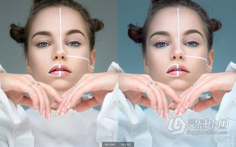 人像色彩修饰-高端人像修饰调色Photoshop LUTs预设包 Retouch Center – 3D LUTs  灵感中国网 www.lingganchina.com