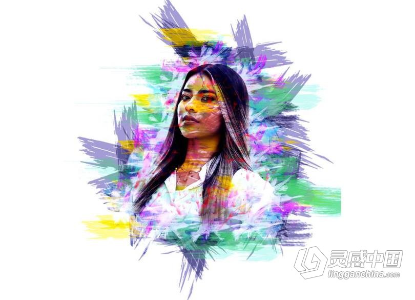真实的丙烯酸绘画PS动作 Acrylic Painting Photoshop Action  灵感中国网 www.lingganchina.com