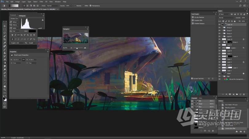 ZBrush教程 Zbrush概念艺术环境从3D构建到2D绘制视频教程  灵感中国网 www.lingganchina.com
