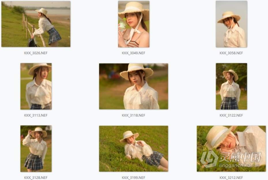 9张RAW原片戴帽子的女孩人像写真摄影尼康RAW原片素材  灵感中国网 www.lingganchina.com