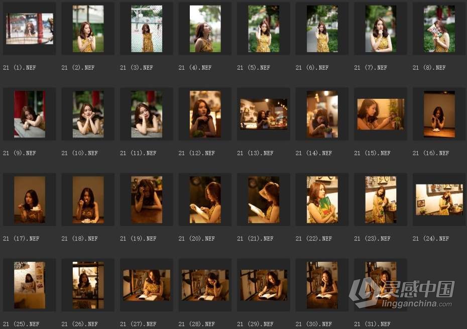 31张RAW原片日常美女人像摄影尼康NEF修图RAW原片素材  灵感中国网 www.lingganchina.com