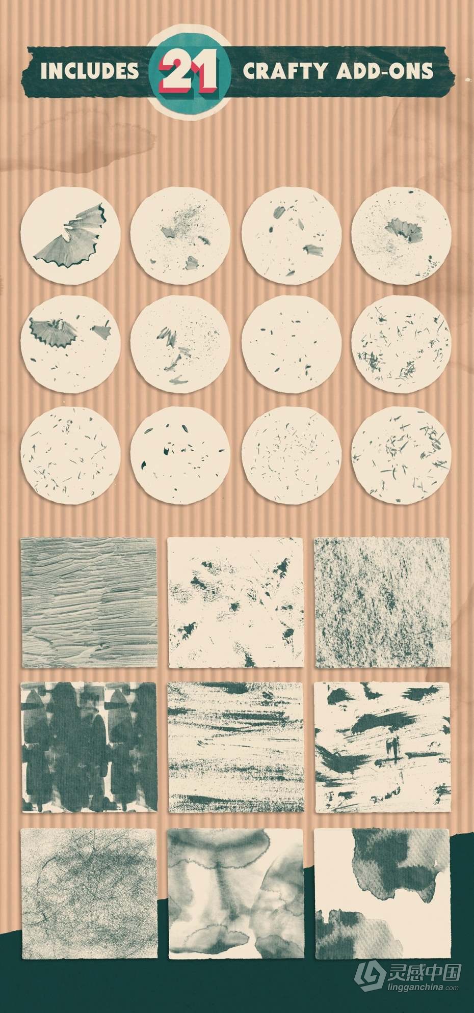 最终Procreate怀旧纸张撕纸插图背景画笔合集  灵感中国网 www.lingganchina.com