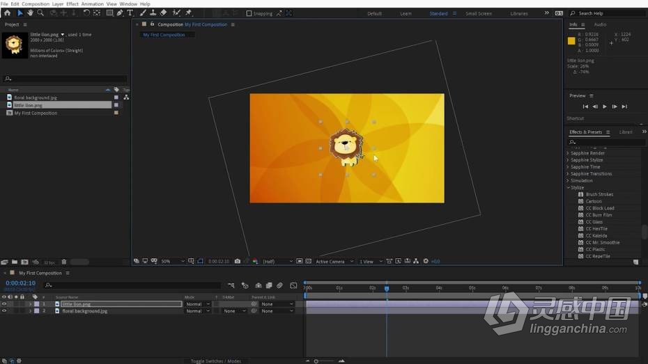 AE教程 AE创建专业YouTube简介处理技巧教程  灵感中国网 www.lingganchina.com