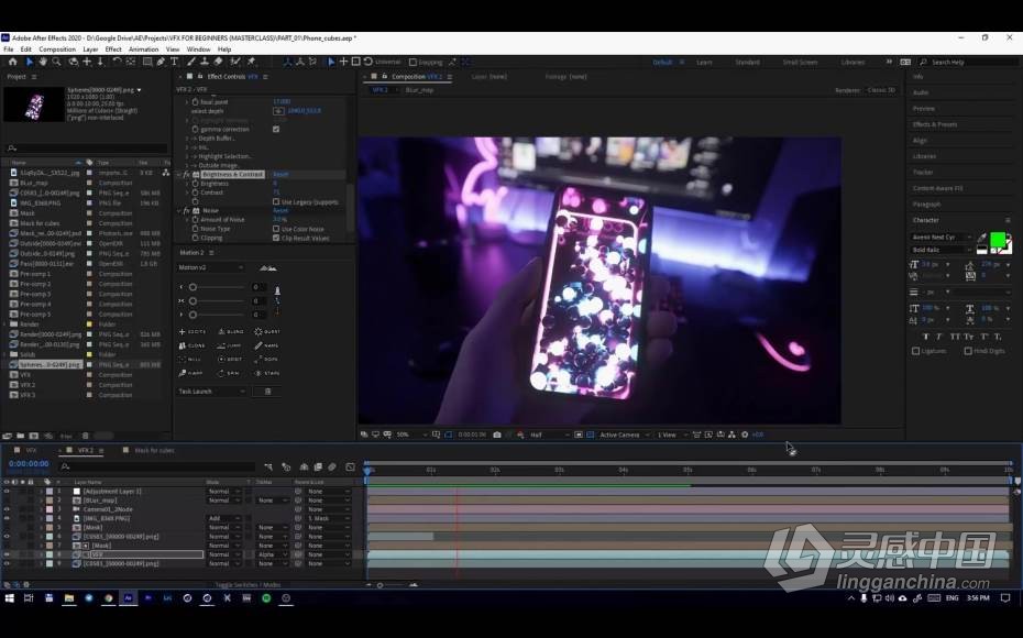 AE教程 AE与C4D手机与变脸影视特效实例制作教程  灵感中国网 www.lingganchina.com