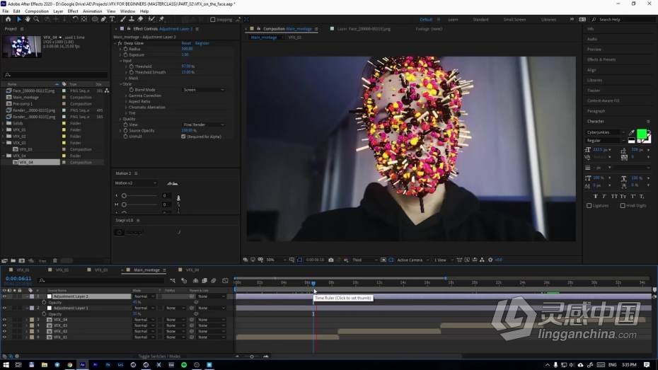 AE教程 AE与C4D手机与变脸影视特效实例制作教程  灵感中国网 www.lingganchina.com