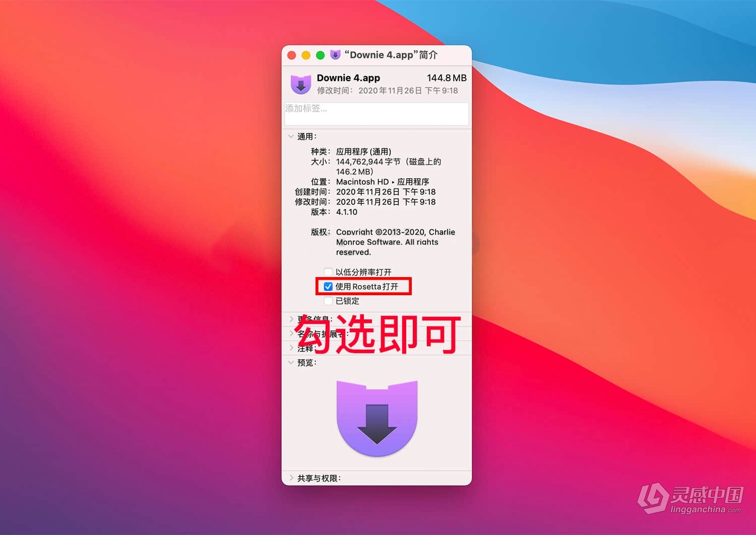 MAC新款Apple Silicon M1设备，应用安装后运行闪退怎么办？解决方法教程  灵感中国网 www.lingganchina.com