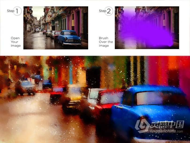 水彩画中文版PS动作 Water Color Painting Photoshop Action  灵感中国网 www.lingganchina.com