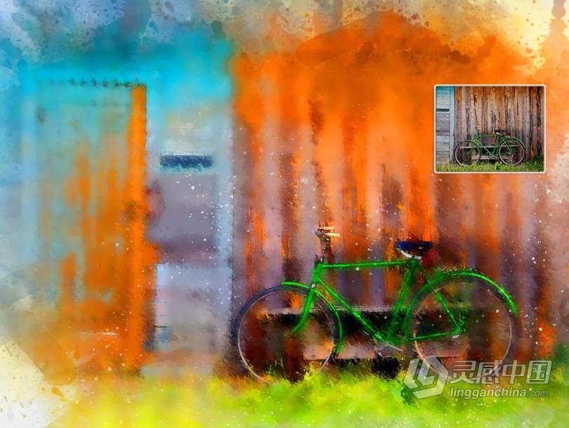水彩画中文版PS动作 Water Color Painting Photoshop Action  灵感中国网 www.lingganchina.com