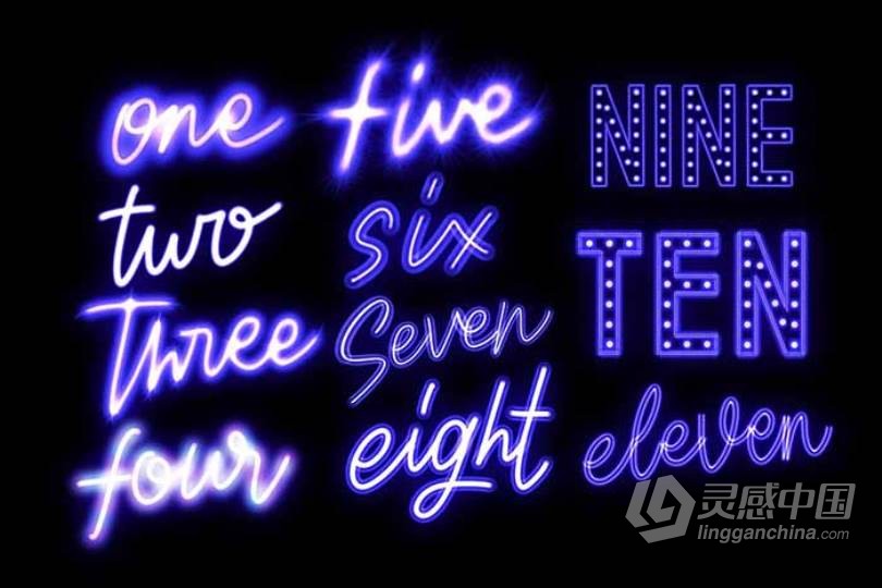 30多个Procreate霓虹笔刷Procreate Neon Brushes画笔下载  灵感中国网 www.lingganchina.com