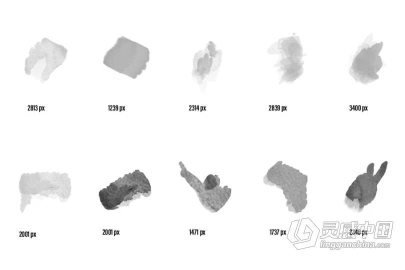 89个数字水彩画Photoshop笔刷打包用于产品广告海报T恤设计 89 Watercolour photoshop Brushes  灵感中国网 www.lingganchina.com
