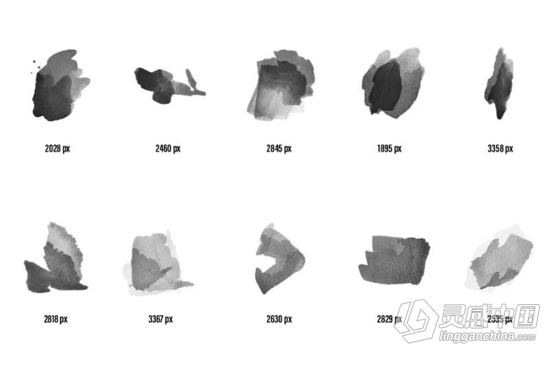 89个数字水彩画Photoshop笔刷打包用于产品广告海报T恤设计 89 Watercolour photoshop Brushes  灵感中国网 www.lingganchina.com