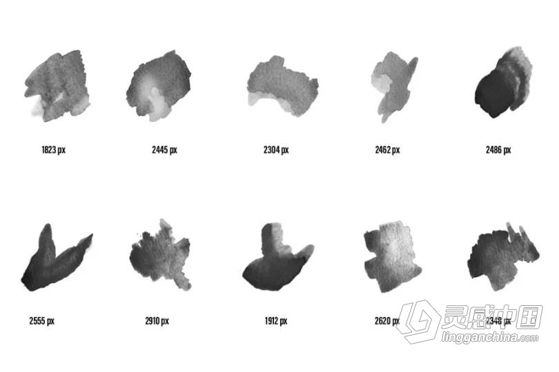 89个数字水彩画Photoshop笔刷打包用于产品广告海报T恤设计 89 Watercolour photoshop Brushes  灵感中国网 www.lingganchina.com