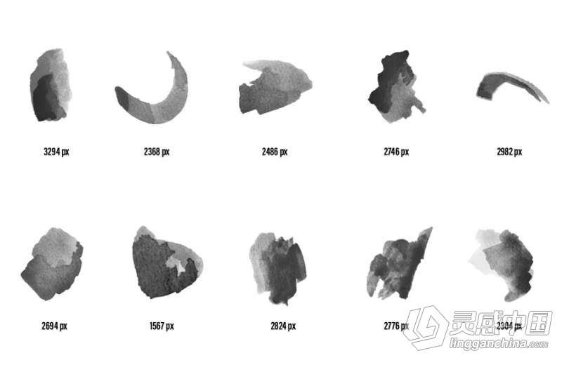 89个数字水彩画Photoshop笔刷打包用于产品广告海报T恤设计 89 Watercolour photoshop Brushes  灵感中国网 www.lingganchina.com