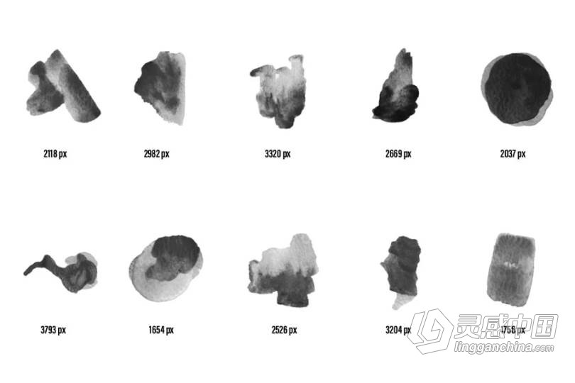 89个数字水彩画Photoshop笔刷打包用于产品广告海报T恤设计 89 Watercolour photoshop Brushes  灵感中国网 www.lingganchina.com