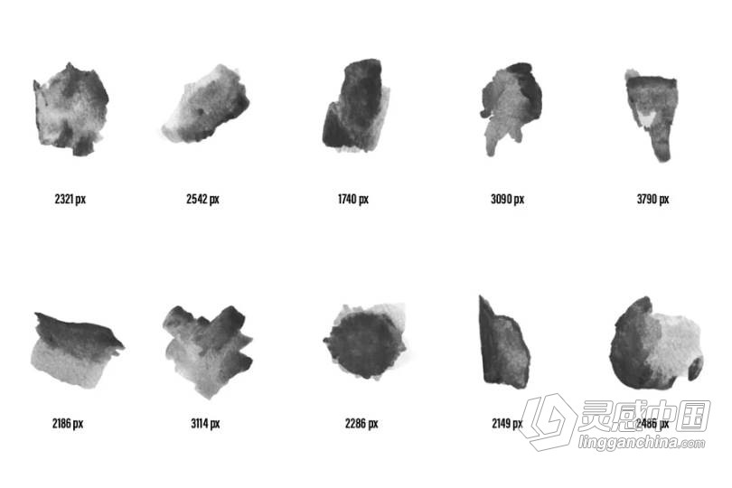 89个数字水彩画Photoshop笔刷打包用于产品广告海报T恤设计 89 Watercolour photoshop Brushes  灵感中国网 www.lingganchina.com