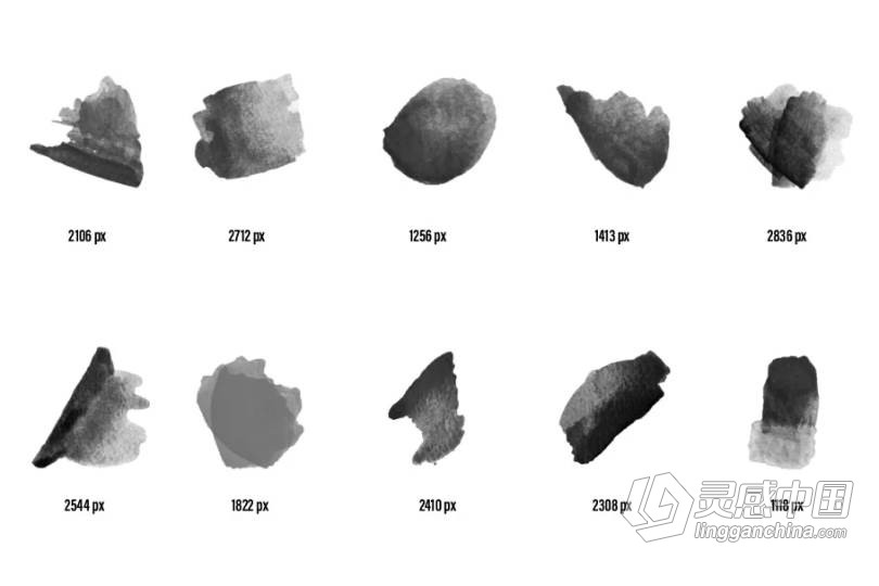 89个数字水彩画Photoshop笔刷打包用于产品广告海报T恤设计 89 Watercolour photoshop Brushes  灵感中国网 www.lingganchina.com