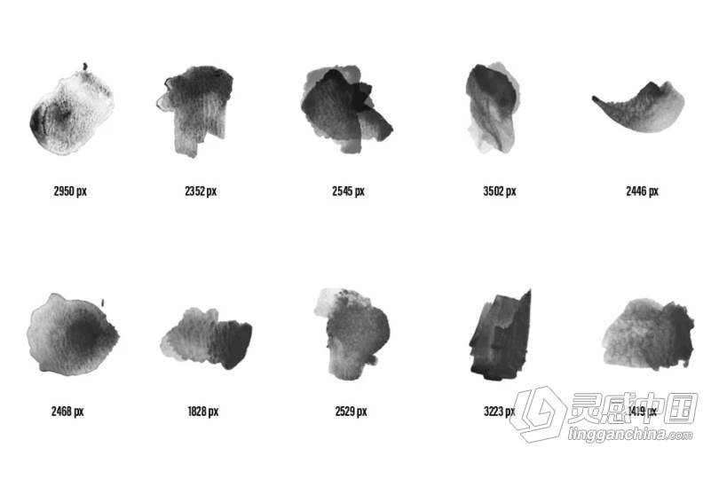 89个数字水彩画Photoshop笔刷打包用于产品广告海报T恤设计 89 Watercolour photoshop Brushes  灵感中国网 www.lingganchina.com