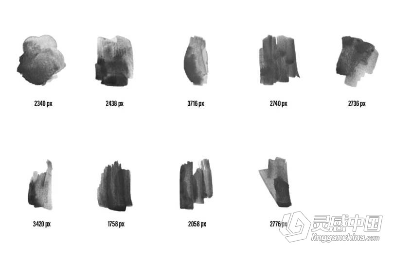 89个数字水彩画Photoshop笔刷打包用于产品广告海报T恤设计 89 Watercolour photoshop Brushes  灵感中国网 www.lingganchina.com
