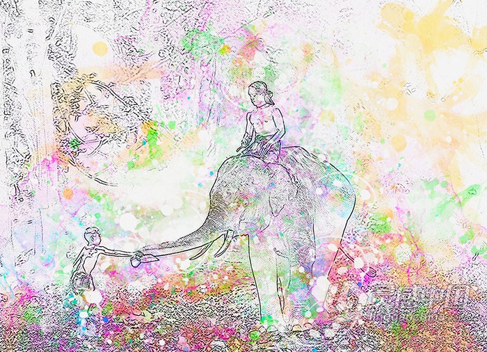 水彩素描写实铅笔画PS动作 Watercolor Sketch Photoshop Action  灵感中国网 www.lingganchina.com