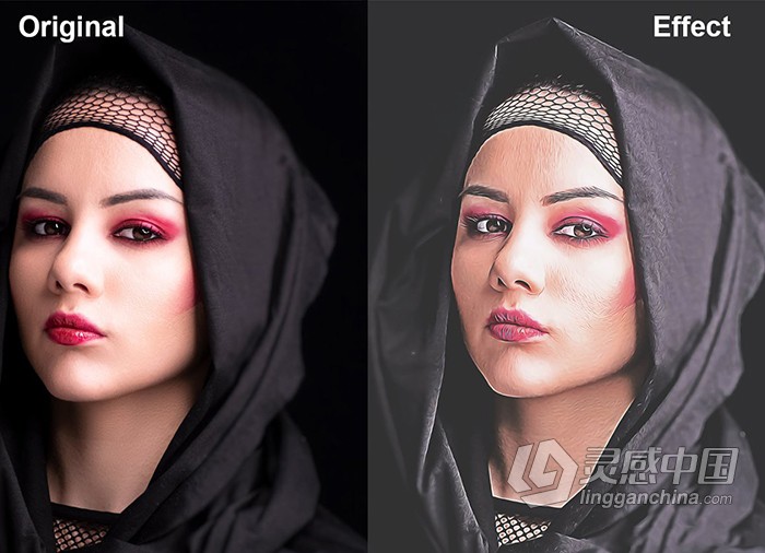 硬质油画艺术Photoshop动作 Hard Oil Painting Photoshop Action  灵感中国网 www.lingganchina.com