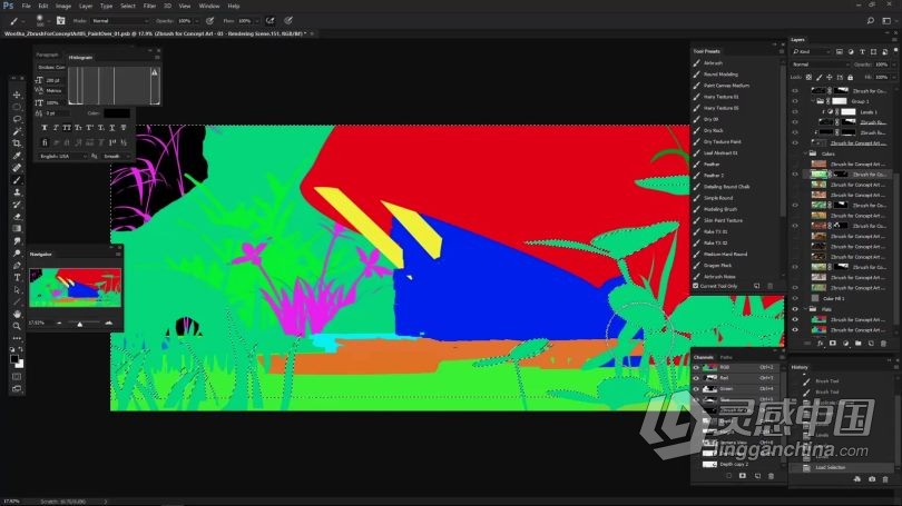 Zbrush教程 Zbrush概念艺术环境从3D构建到2D绘制视频教程  灵感中国网 www.lingganchina.com