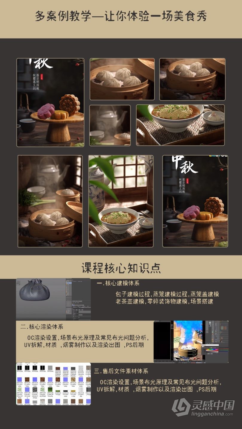 C4D教程 C4D写实美食海报系列建模材质渲染全流程课程中文教程  灵感中国网 www.lingganchina.com
