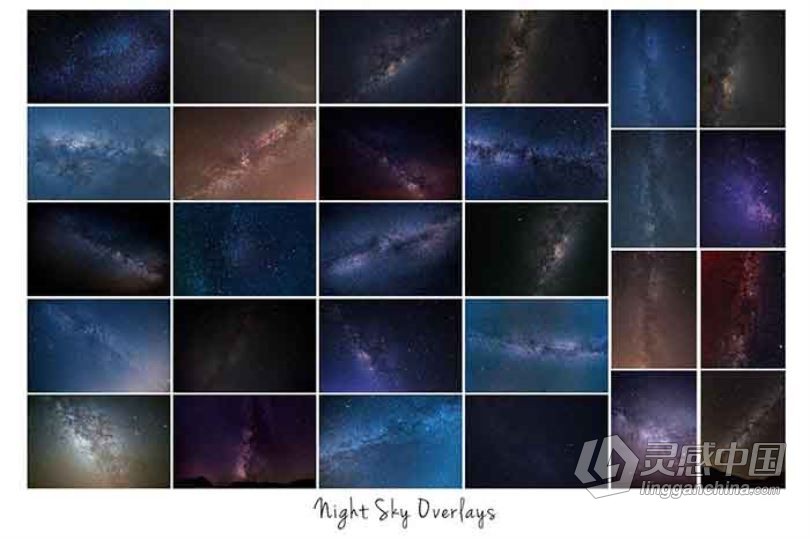 高清夜空天体银河和月亮风光摄影后期叠加合成素材  灵感中国网 www.lingganchina.com