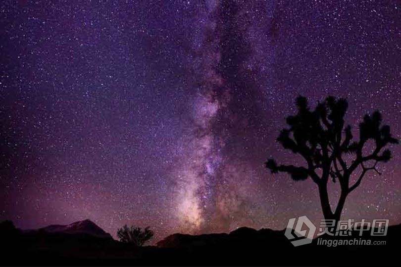 高清夜空天体银河和月亮风光摄影后期叠加合成素材  灵感中国网 www.lingganchina.com