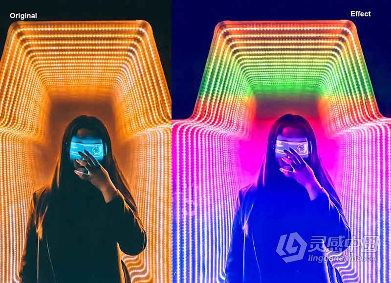 赛博朋克色彩效果 PS 动作 Cyberpunk Color Effect PS Action  灵感中国网 www.lingganchina.com