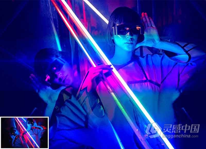 赛博朋克色彩效果 PS 动作 Cyberpunk Color Effect PS Action  灵感中国网 www.lingganchina.com