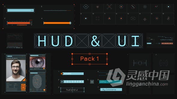 AE模板 形状图层创建HUD界面设计高科技全息UI图形动画视频效果 AE工程文件  灵感中国网 www.lingganchina.com