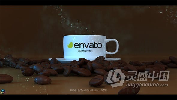 达芬奇模板 Coffee Logo咖啡店品牌宣传视频片头 DaVinci Resolve模板 工程 文件  灵感中国网 www.lingganchina.com