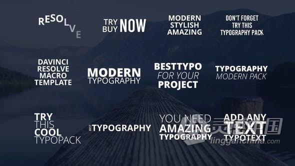 达芬奇模板 12组文字排版动画介绍视频字幕效果制作 DaVinci Resolve模板 工程 文件  灵感中国社区 www.lingganchina.com