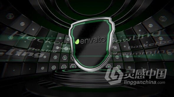 达芬奇模板 运动盾牌旋转3D场景LOGO动画视频片头 DaVinci Resolve模板 工程 文件  灵感中国网 www.lingganchina.com