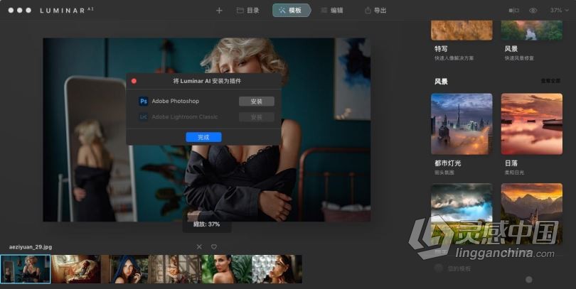 Luminar AI 1.4.1 for MAC中英文版|AI人工智能照片编辑修图PS插件Luminar AI for mac v1.4.1.9727中英文版  灵感中国网 www.lingganchina.com