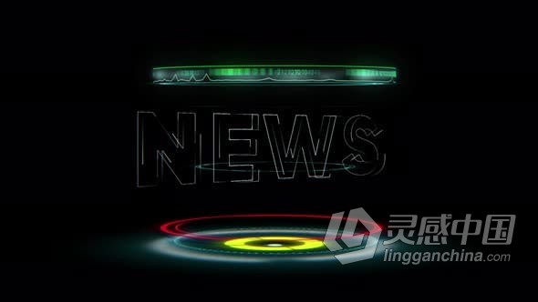 视频素材 HUD全息图未来屏幕技术NEWS文字动画效果视频素材下载  灵感中国网 www.lingganchina.com