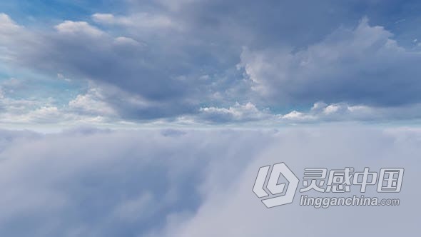 视频素材 飞越云层穿过体积云循环动画背景视频素材下载  灵感中国网 www.lingganchina.com