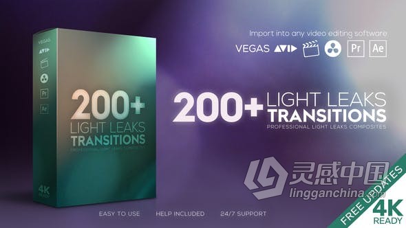 视频素材 101个镜光炫漏光视频转场过渡动画素材4K Light Leaks Transitions下载  灵感中国网 www.lingganchina.com